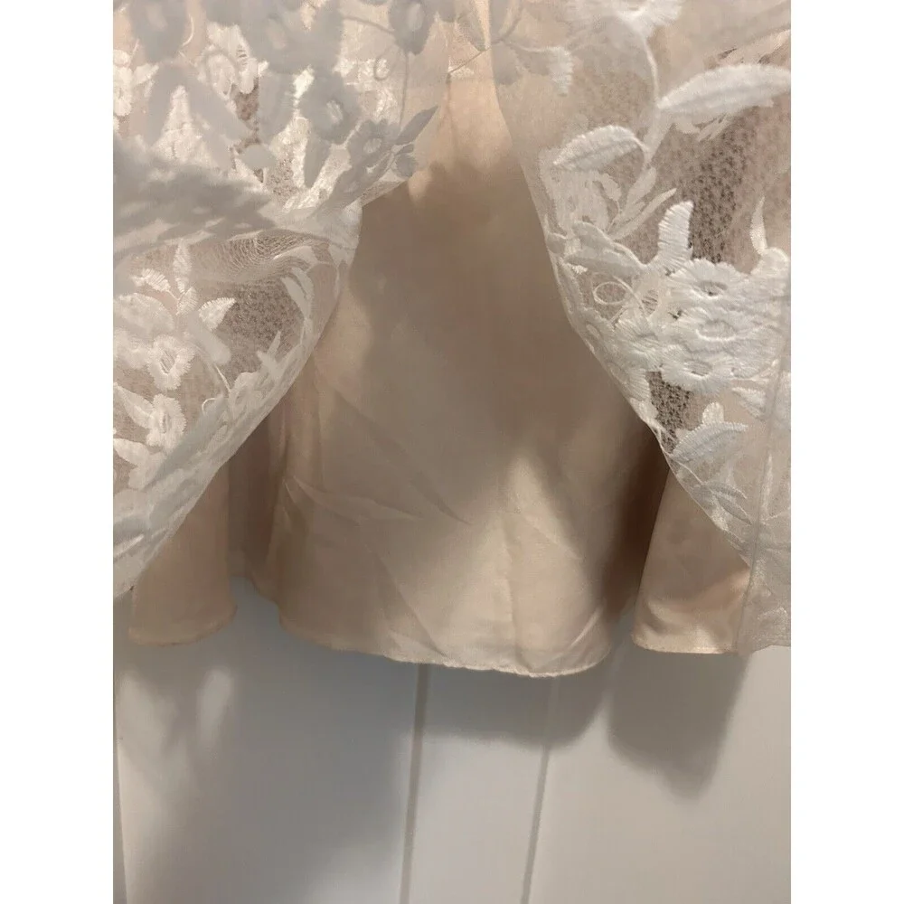 David's Bridal Beige Dress with White Floral Lace - Picture 8 of 9